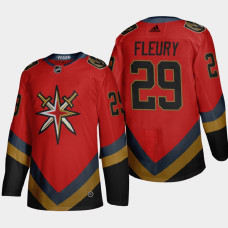Men Vegas Golden Knights Marc-andre Fleury #29 Season Reverse Retro Fourth Authentic Red Jersey - With 2023 Stanley Cup Patch