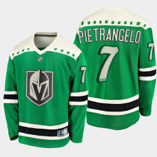 Men's Vegas Golden Knights Alex Pietrangelo #7 St. Patrick's Day Green Jersey - With 2023 Stanley Cup Patch
