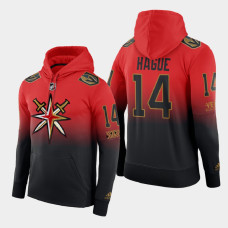 Vegas Golden Knights Nicolas Hague #14 2021 Reverse Retro Gradient Pullover Red Black Hoodie