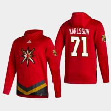 Men's Vegas Golden Knights William Karlsson #71 2021 Reverse Retro Authentic Pullover Special Edition Red Hoodie