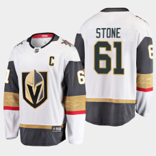 Men Vegas Golden Knights Mark Stone #61 Away Captain White Jersey - With 2023 Stanley Cup Patch