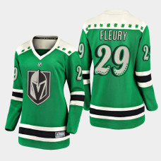 Women Vegas Golden Knights Marc-Andre Fleury St. Patrick's Day Jersey - Green - With 2023 Stanley Cup Patch