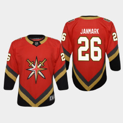 Youth Vegas Golden Knights Mattias Janmark #26 Reverse Retro Jersey Red - With 2023 Stanley Cup Patch