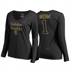 Women's Vegas Golden Knights Black Number 1 Mom long sleeve Mother's Day T-Shirt 2018