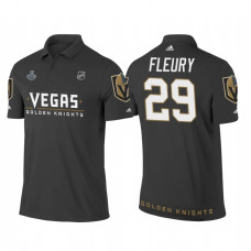 Vegas Golden Knights #29 Marc-Andre Fleury Heather Gray 2018 Stanley Cup Final Name and Number Polo Shirt