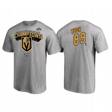Vegas Golden Knights #89 Alex Tuch Western Conference Champions 2018 Name and Number Heather Gray T-Shirt