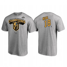Vegas Golden Knights #18 James Neal Western Conference Champions 2018 Name and Number Heather Gray T-Shirt