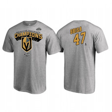 Vegas Golden Knights #47 Luca Sbisa Western Conference Champions 2018 Name and Number Heather Gray T-Shirt