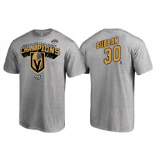 Vegas Golden Knights #30 Malcolm Subban Western Conference Champions 2018 Name and Number Heather Gray T-Shirt