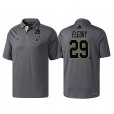 Vegas Golden Knights #29 Marc-Andre Fleury Heather Gray 2018 Stanley Cup Final Pro Locker Room Polo Shirt