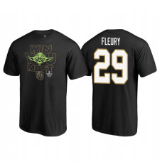 Vegas Golden Knights #29 Marc-Andre Fleury Stanley Cup Playoffs 2018 Star Wars Win You Must Name and Number Black T-shirt
