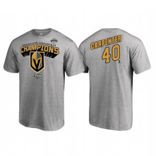 Vegas Golden Knights #40 Ryan Carpenter Western Conference Champions 2018 Name and Number Heather Gray T-Shirt
