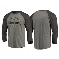Vegas Golden Knights Western Conference Champions 2018 Boarding Tri-Blend Raglan Long Sleeve Heather Gray T-Shirt