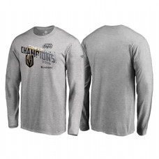 Vegas Golden Knights Western Conference Champions 2018 Locker Room Chip Pass Long Sleeve Heather Gray T-Shirt