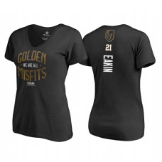 Women's Vegas Golden Knights #21 Cody Eakin 2018 Stanley Cup Final Golden Misfits Name and Number Black T-shirt