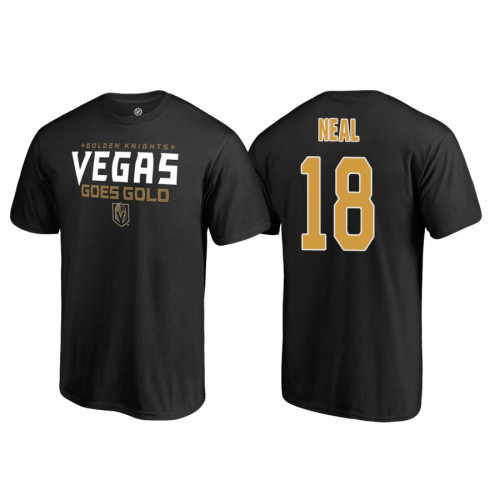 Vegas Golden Knights #18 James Neal 2018 Stanley Cup Final Goes Gold Name and Number Black T-Shirt