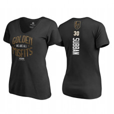 Women's Vegas Golden Knights #30 Malcolm Subban 2018 Stanley Cup Final Golden Misfits V-Neck Black T-shirt