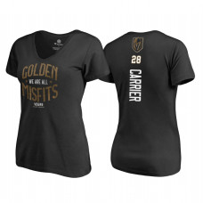 Women's Vegas Golden Knights #28 William Carrier 2018 Stanley Cup Final Golden Misfits V-Neck Black T-shirt