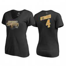 Women's Vegas Golden Knights #4 Clayton Stoner Western Conference Champions 2018 Interference V-Neck Black T-Shirt