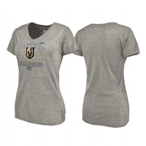 Women's Vegas Golden Knights Western Conference Champions 2018 Big Time Play Tri-Blend V-Neck Heather Gray T-Shirt Women's Vegas Golden Knights Western Conference Champions 2018 Big Time Play Tri-Blend V-Neck Heather Gray T-Shirt