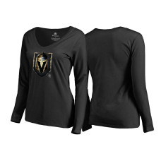 Women's Vegas Golden Knights Black Midnight Mascot Long Sleeve Team Logo T-Shirt